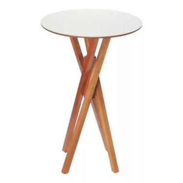 Imagem de Mesa De Madeira Bistrô Alta Redonda 60cm - Tampa Branco