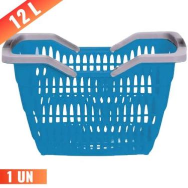 Imagem de Cesta Cestinha Plástica Supermercado Com Alça 12 Litros - Usual Utilid