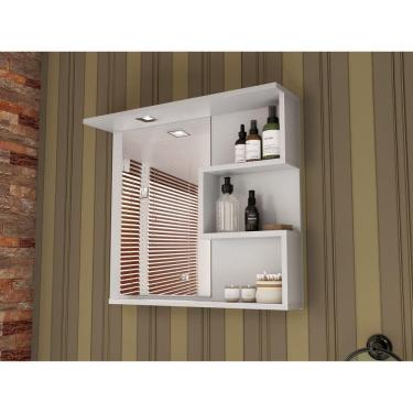 Imagem de Armário para Banheiro com Espelho e Luminária LED 68cm Veneza Móveis Bosi Branco