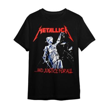 Imagem de Camiseta Metallica Caveira And Justice For All Preta Plus Size Banda De Rock Metalica