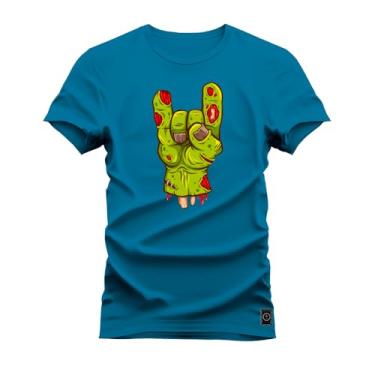 Imagem de Camiseta Plus Size Premium Malha Confortável Estampada The Rock Show Azul G3