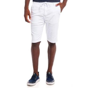 Imagem de Bermuda Masculina Sarja Slim Aplique Polo Wear Branco