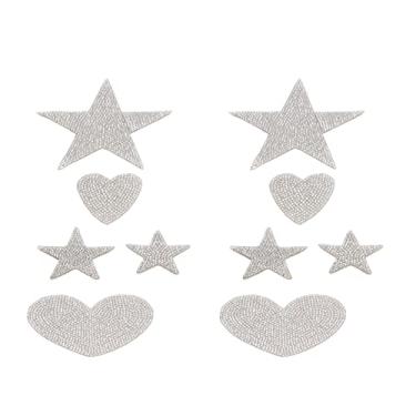 Imagem de 10 peças adesivos bordados estrela apliques bordados roupas costurar adesivo acessórios de artesanato decoração DIY para homens mulheres meninos meninas crianças