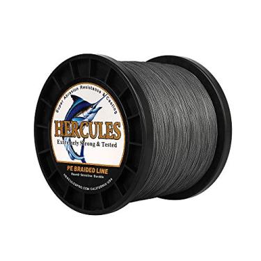 Imagem de Hercules linha de pesca trançada super fundida 8 fios de 10 lb a 300 lb teste para água salgada, 109/328/547/1094 jardas (100 m/300 m/500 m/1000 m), diamante.#0,12 mm-1,2 mm, desempenho de alto nível, cores variadas, Cinza, 300LB-1.20MM-328YDS(300M)-8 STRANDS