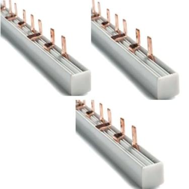 Imagem de KIT DE BARRAMENTO TRIFASICO PENTE 12DIN 63A ENERBRAS 21CM - 3 PEÇAS