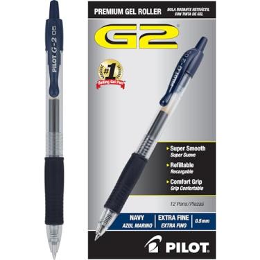 Imagem de Pilot, Canetas rolo de gel premium G2, ponta extrafina, 0,5 mm, pacote com 12, azul-marinho