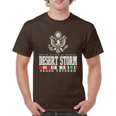 Imagem de Camiseta masculina Desert Storm Proud Veteran Army Gulf War Operation Served DD 214 Veterans Day Patriot, Marrom, M