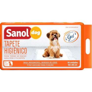 Imagem de Sanol Dog Tapete Higiênico Descartável Para Cães 30 Unidades Branco Tamanho Total 60Cm X 80Cm Tamanho De Absorvição 50Cm X 56Cm