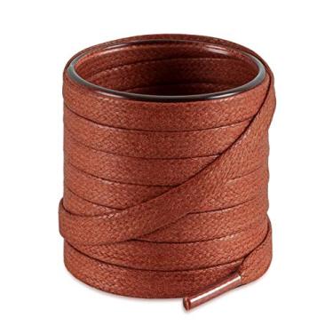 Imagem de Shoemate Cadarços planos de algodão encerado para botas e sapatos sociais, cordas de sapato, 11 Rufous, 48"(122cm)