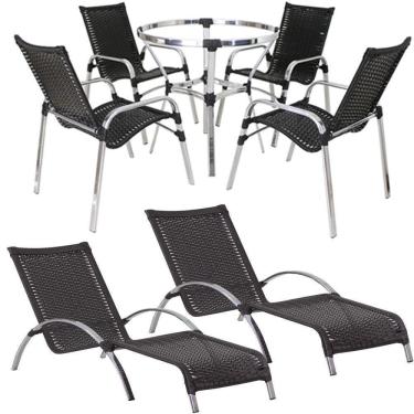 Imagem de 4 Cadeiras E Mesa 2 Espreguiçadeiras E Mesa