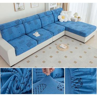 Imagem de Sofá De Estiramento Slipcover Sofá Capa Protetor De Móveis Sofá Macio Com Fundo Elástico Para Crianças, Poliéster Spandex Jacquard Tecido (B,Azul12)