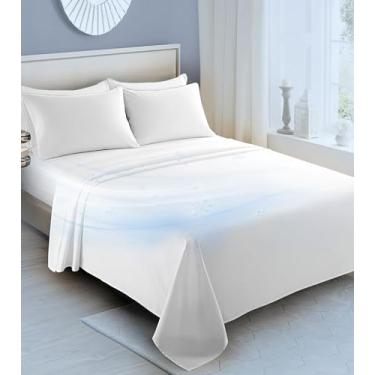 Imagem de BOTTLESTALK Jogo de lençol solteiro macio refrescante 3 peças, lençóis duráveis lavados com areia com bolso profundo até 45,7 cm, lençol de cima com elástico e 1 fronha