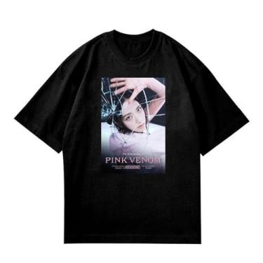 Imagem de Camiseta B-Link Lalisa Solo Born rosa K-pop Support Camiseta Born Pink Contton gola redonda camisetas com desenho animado, B3 Preto, GG