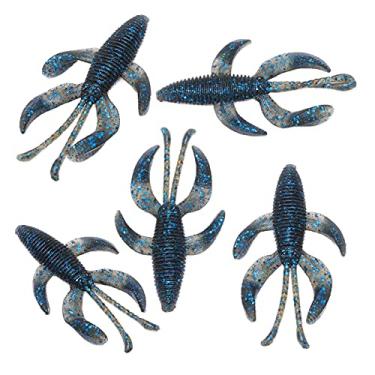 Imagem de 5 peças iscas de pesca, isca de pesca macia Isca de lagosta Isca de pesca macia de lagosta flexível, isca de isca macia Isca de camarão de pesca artificial macia para água doce e (Azul escuro)