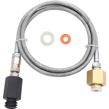 Imagem de Adaptador de Co2 para máquina de refrigerante atualizado com mangueira externa de aço inoxidável de alta pressão, adaptador direto para tanque de CO2 CGA320 para máquina de água com gás TR21-4 (91 cm)