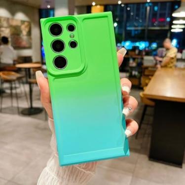 Imagem de Capa gradiente de silicone líquido para Samsung S24 S23 S22 S21 S20 Ultra FE S10 S9 S8 Plus Note 20 Ultra 10 Plus 9 Acessórios de telefone, verde azul, para Samsung S24