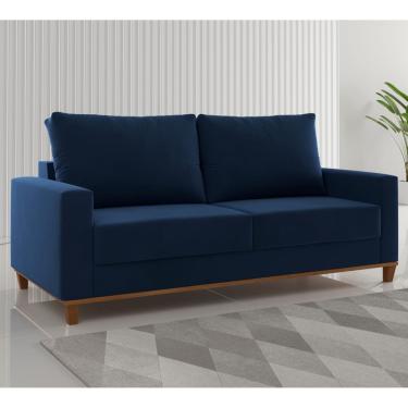 Imagem de Estofado Living 3 Lugares Gael Veludo Azul - Casa Giulia