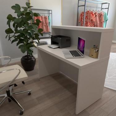 Imagem de Balcão de Atendimento para Recepção - 120cm de Largura Branco