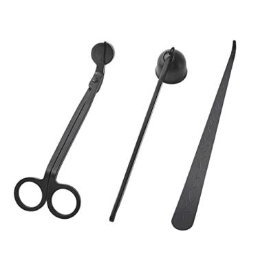 Imagem de Gazechimp Conjunto De Acess Órios De Vela De 3 Pçs Kit De Manutenção De Velas De Aço Inoxidável Ferramenta De Extinção De Pavio Aparador De Pavio Para Os Amantes De Velas Preto Tamanho Real Preto B