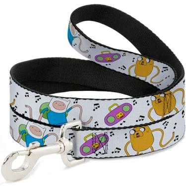 Imagem de Cartoon Network Coleira para cães durável e elegante com fecho de pressão, pose de dança Adventure Time Finn e Jake Braços Longos Branca, 1,0 m de comprimento, 2,5 cm de largura