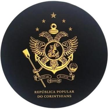 Imagem de Mouse Pad Oficial Corinthians Redondo Preto Poliuretano 17 x 21 cm