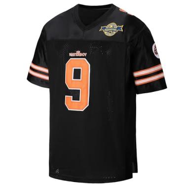 Imagem de kioken Camiseta de futebol Waterboy Bobby Boucher #9 Adam Sandler Mud Dogs Bourbon Bowl, Preto, P