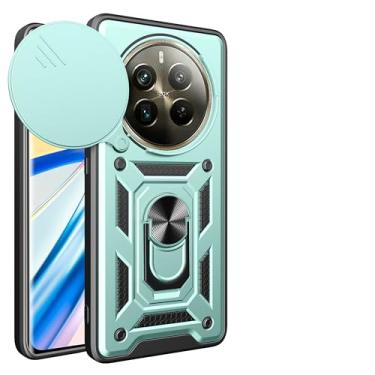 Imagem de Kukoufey Capa compatível com Realme 13 4G, compatível com Realme 12 4G, compatível com Realme 12+ 5G, com capa de lente de câmera deslizante compatível com Realme P1 5G RMX3870 capa verde