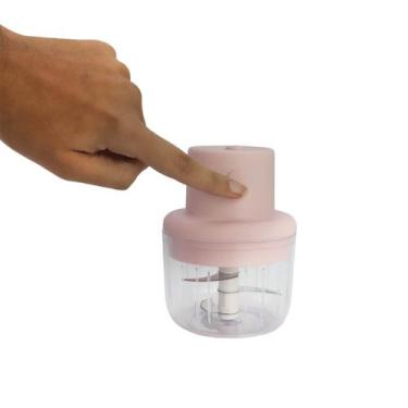 Imagem de Mini Processador Alimentos Moedor Elétrico Alho S/ Fio Rosa - MIXTOU, 