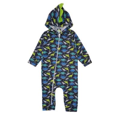 Imagem de Macacão Bebê Menino Longo Inverno moletom Flanelado Punhos Ziper Capuz