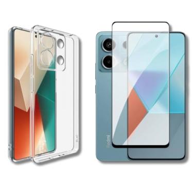 Imagem de Capa Capinha Case Anti Shock Transparente + Película De Vidro 3D Tela Toda Para Xiaomi (Redmi Note 13)