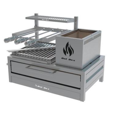 Imagem de Churrasqueira Inox Com Espeto Parrilla de Bancada Grelha Argentina74x4