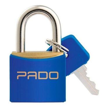 Imagem de Cadeado Pado AZUL Latão Maciço Haste Aço Com Capa - 30mm