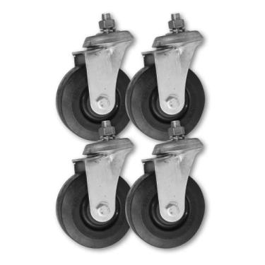 Imagem de Kit 4 Rodas Pfuso Girat. s Trava p Móveis 4Pol Borracha 80Kg - Schiopp