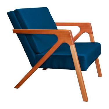 Imagem de Poltrona Monalisa Decorativa Veludo Cores - DS Estofados, Azul Marinho