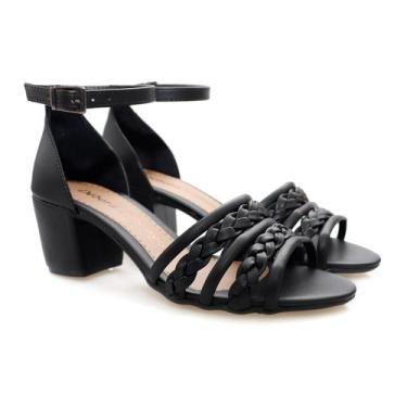 Imagem de Sandália Feminina Saltinho Grosso detalhe Trança Festa Madrinha Ótima 