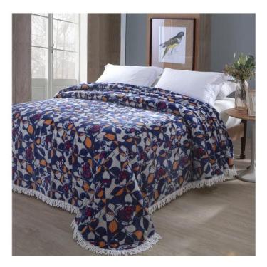 Imagem de Colcha Chenille Canelada Rafaella 220x240cm Toque Super Macio Azul Jol