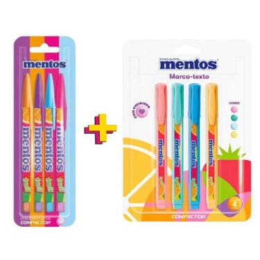 Imagem de Kit Caneta Esferográfica Jet Lux Mentos + Marca Texto Mentos Com Cheir