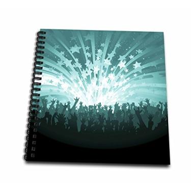 Imagem de Livro de desenho 3D Rose Concert Hands in The Air e Stars in The Sky em turquesa e branco