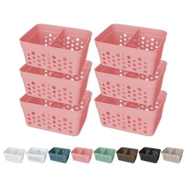Imagem de Kit 6 Cesto Organizador Trama Rattan c/ Divisória Removível - Usual Ut