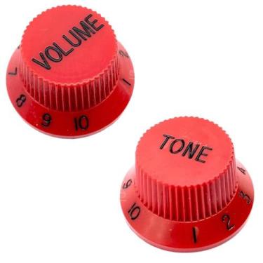 Imagem de Kit Knob Plástico tone e volume guitarra strato Vermelho - SPIRIT