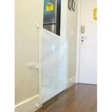 Imagem de Portão Pets 80x130 Branco Poliéster Segurança Removível - Magi Casa 
