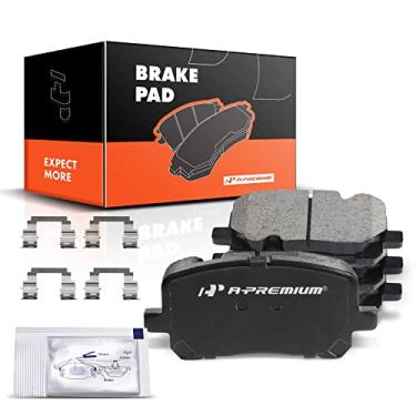 Imagem de A-Premium Conjunto de pastilhas de freio a disco de cerâmica frontal compatível com modelos selecionados Toyota e Pontiac - Corolla, Matrix, Vibe, 2003-2008 L4 1.8L, com ferragens, 4 peças