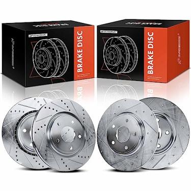 Imagem de A-Premium Rotores de freio a disco perfurado dianteiro e traseiro compatíveis com modelos selecionados Dodge, Chrysler, Ram e Volkswagen - Grand Caravan, Journey, Town & Country, C/V, Routan, conjunto