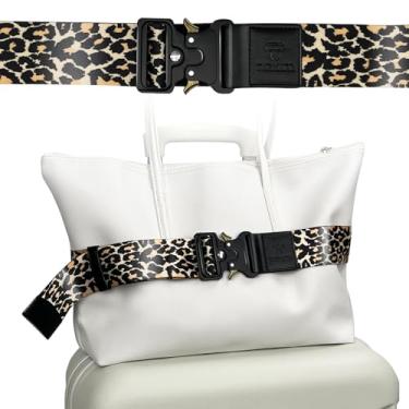 Imagem de Correias de bagagem para bagagem de mão, cinto de viagem com as mãos livres, cinto ajustável e elegante com fivelas de metal para segunda bolsa, bolsa, acessório de viagem de aeroporto (leopardo)