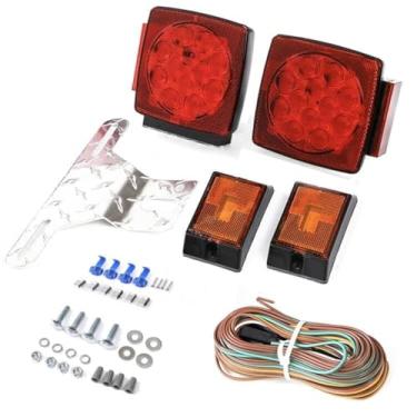 Imagem de Kit de luzes de reboque submersíveis de LED CZC AUTO 12V para barcos de até 80 polegadas com kit de arnês de fiação de cobre puro 18G (kit exclusivo de luzes de reboque)