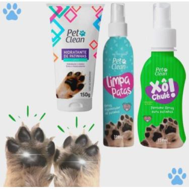 Imagem de Limpa Patas + Hidratante de Patinhas + Xô Chulé - Pet Clean (kit)