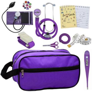 Imagem de Kit Academico Enfermagem Esfigmomanometro Aparelho de Pressao Estetosc