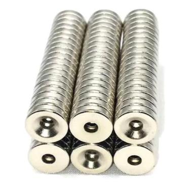 Imagem de Kit com 10 Peças Ímã de Neodímio 10x3mm N35 Disco com Furo - Lorben