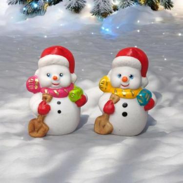 Imagem de Miniatura Boneco de Neve de Porcelana kit com 2 unidades - Decore Casa