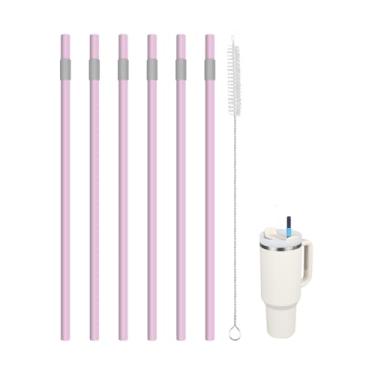 Imagem de KLOWOAH Canudo de substituição compatível com copo Stanley de 1,134 g, com 1 escova, pacote com 6 (vermelho claro)